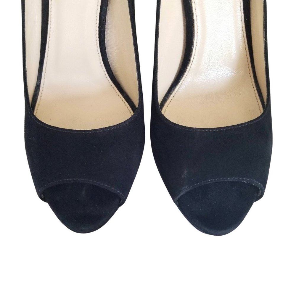 Size 38 Prada Black Suede Platform Peep Toe Pumps - Picture 4 of 7